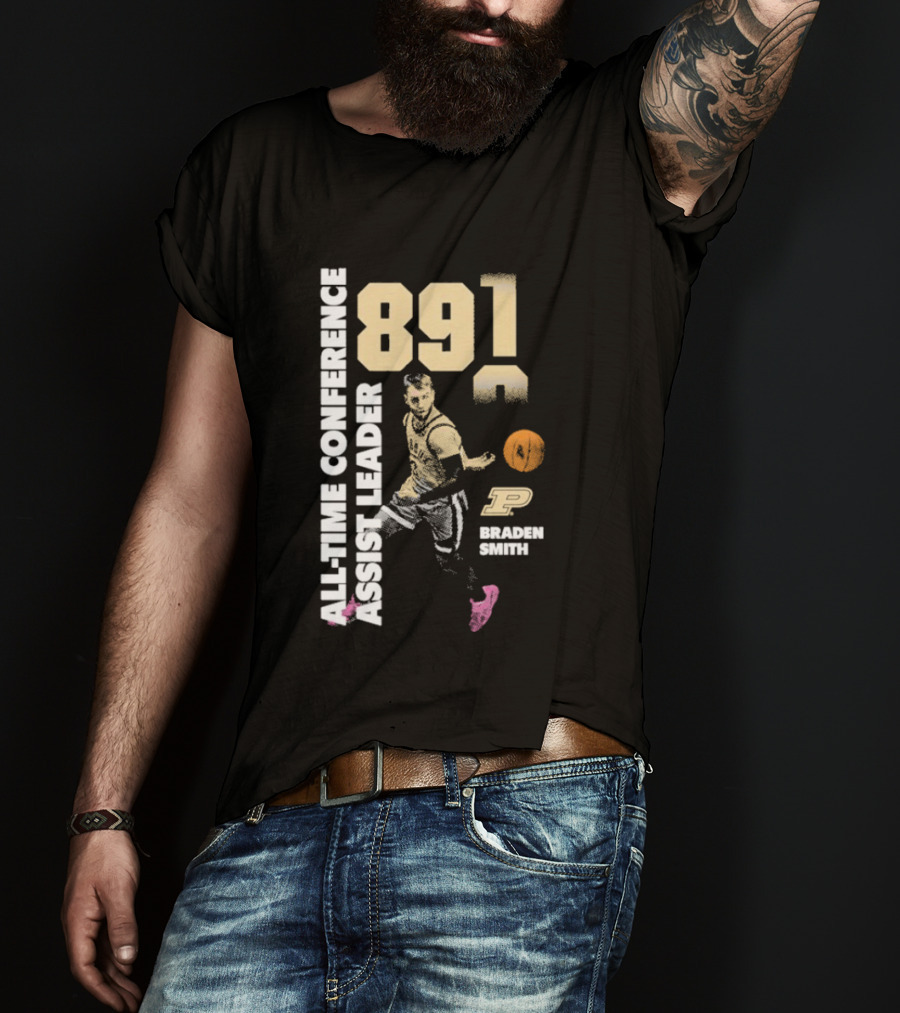 Braden Smith 891 All Time Conference Assist Leader Purdue Boilermakers T-Shirt