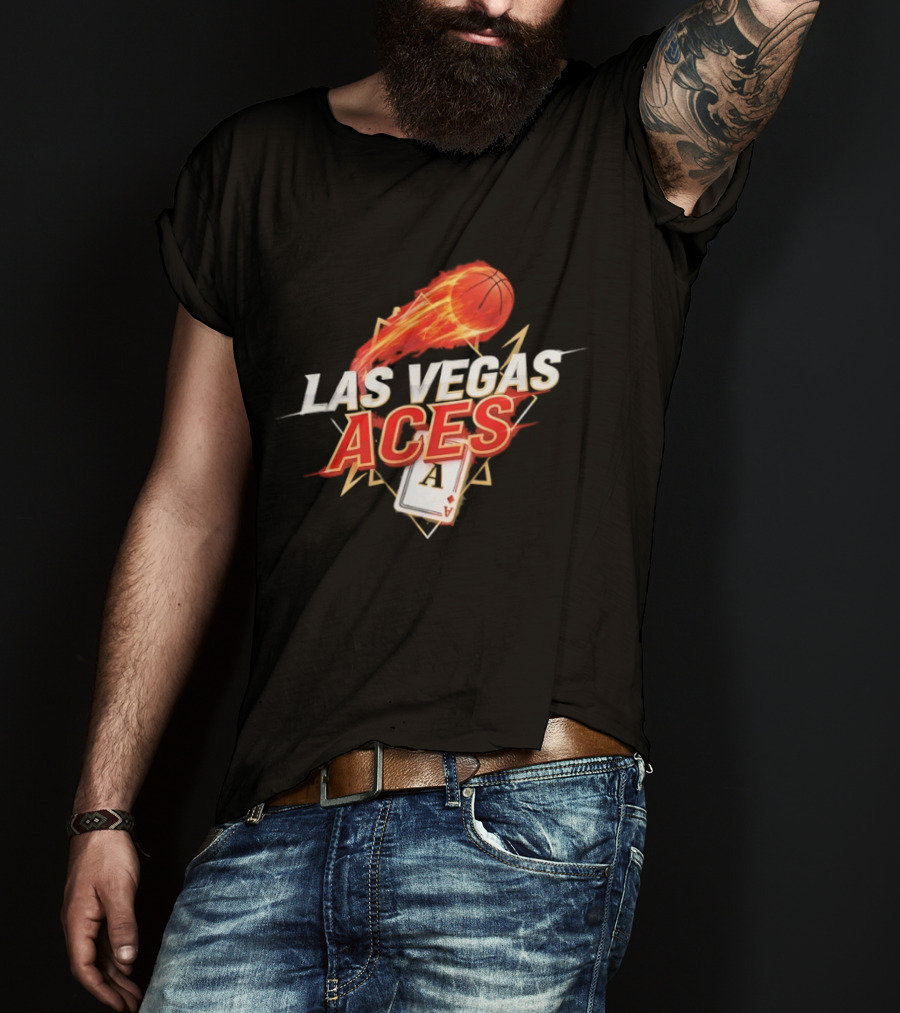 Las Vegas Aces Basketball Flaming Ball Ace Card WNBA T-Shirt