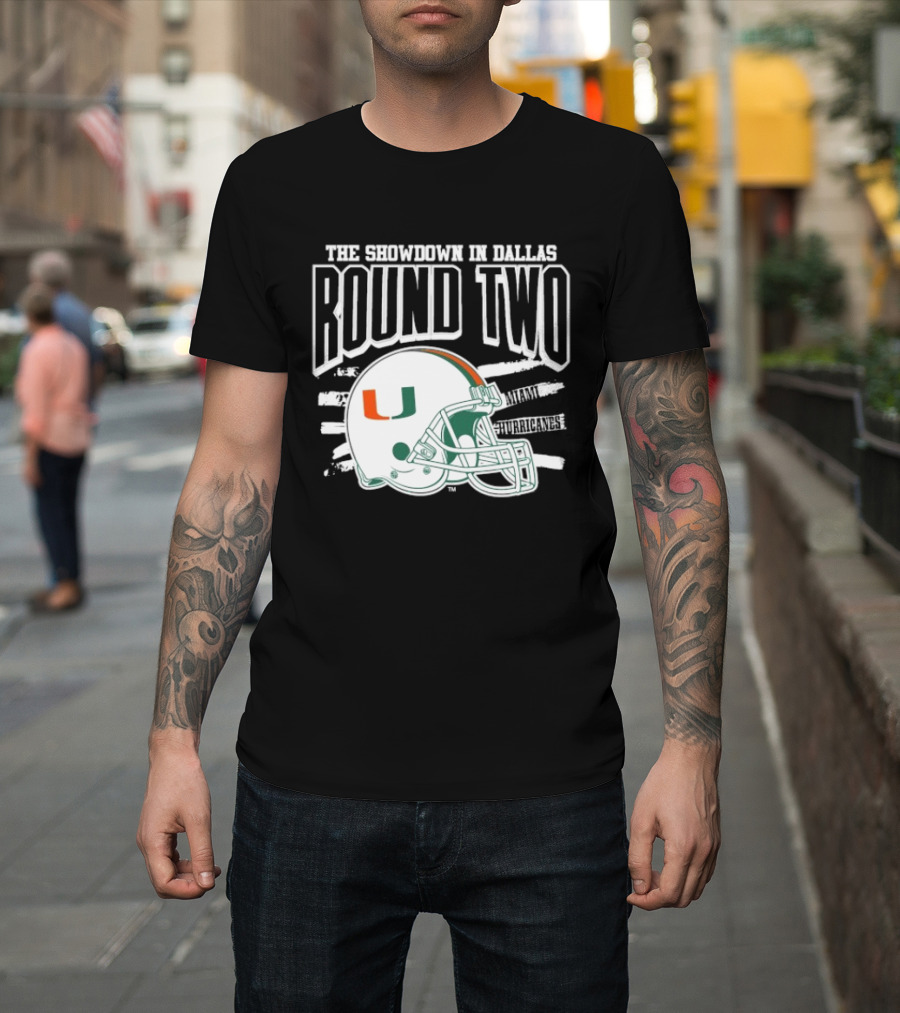 Miami Hurricanes Helmet The Showdown In Dallas Round Two T-Shirt