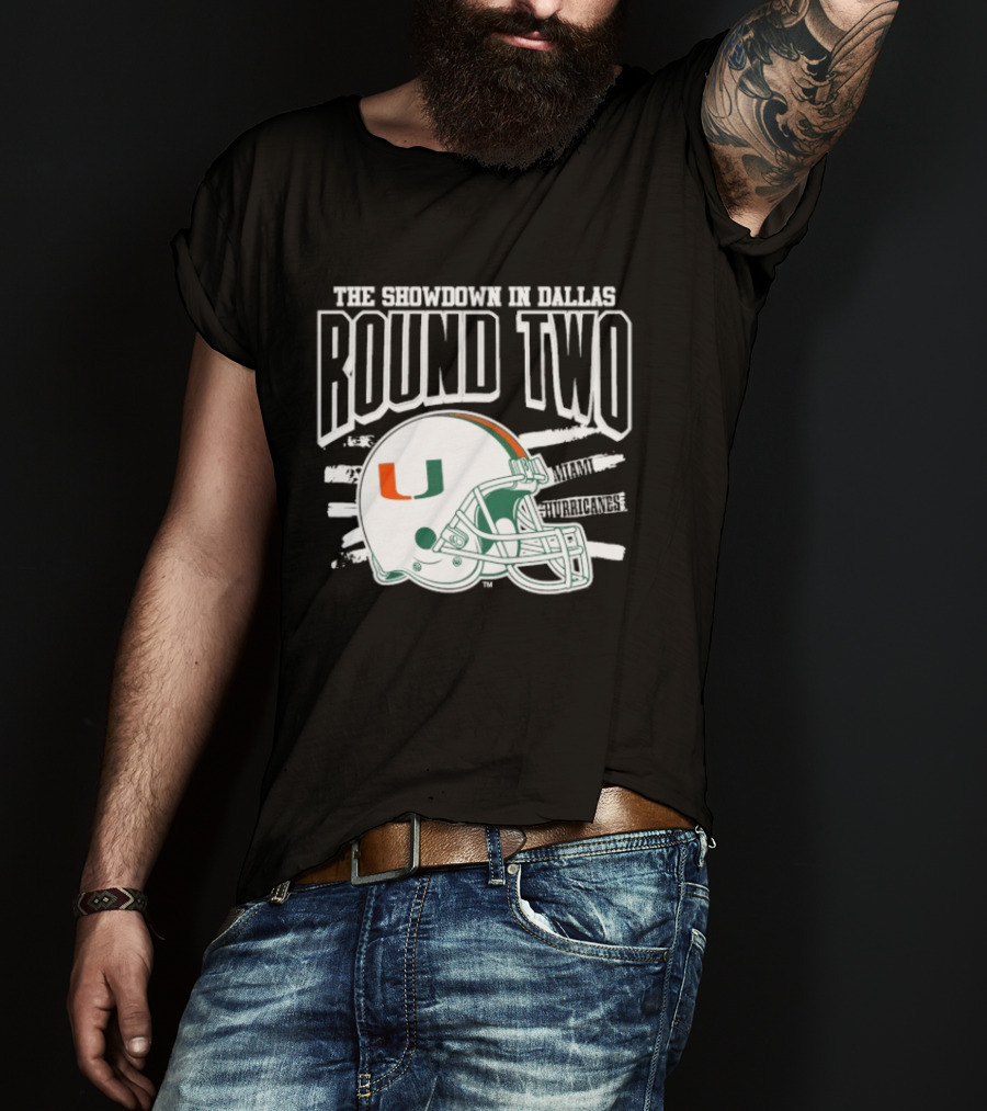 Miami Hurricanes Helmet The Showdown In Dallas Round Two T-Shirt