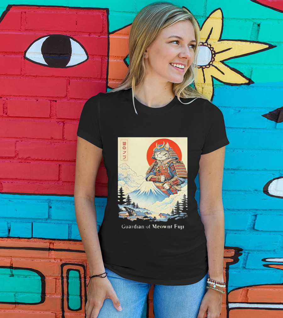 Guardian Of Meownt Fuji Samurai Cat Japanese T-Shirt