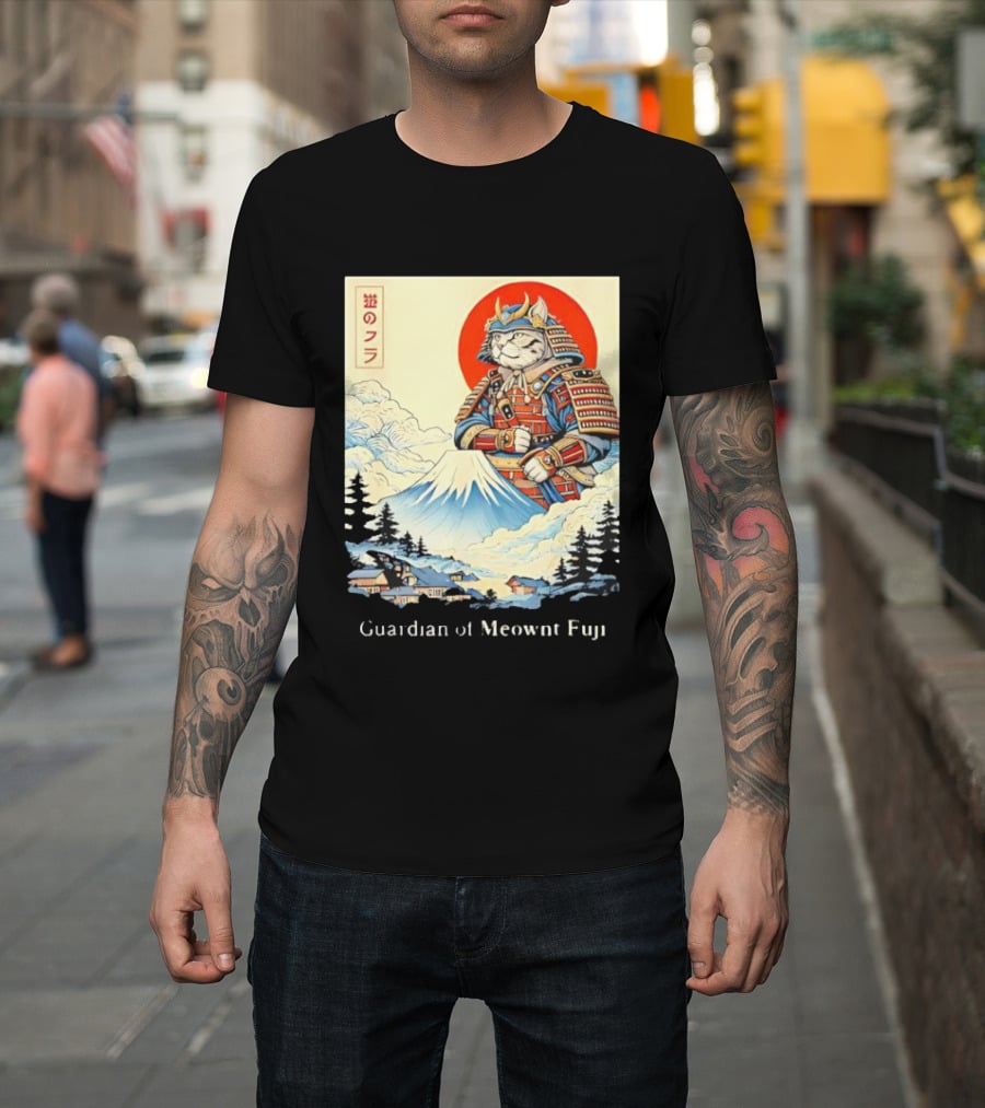 Guardian Of Meownt Fuji Samurai Cat Japanese T-Shirt