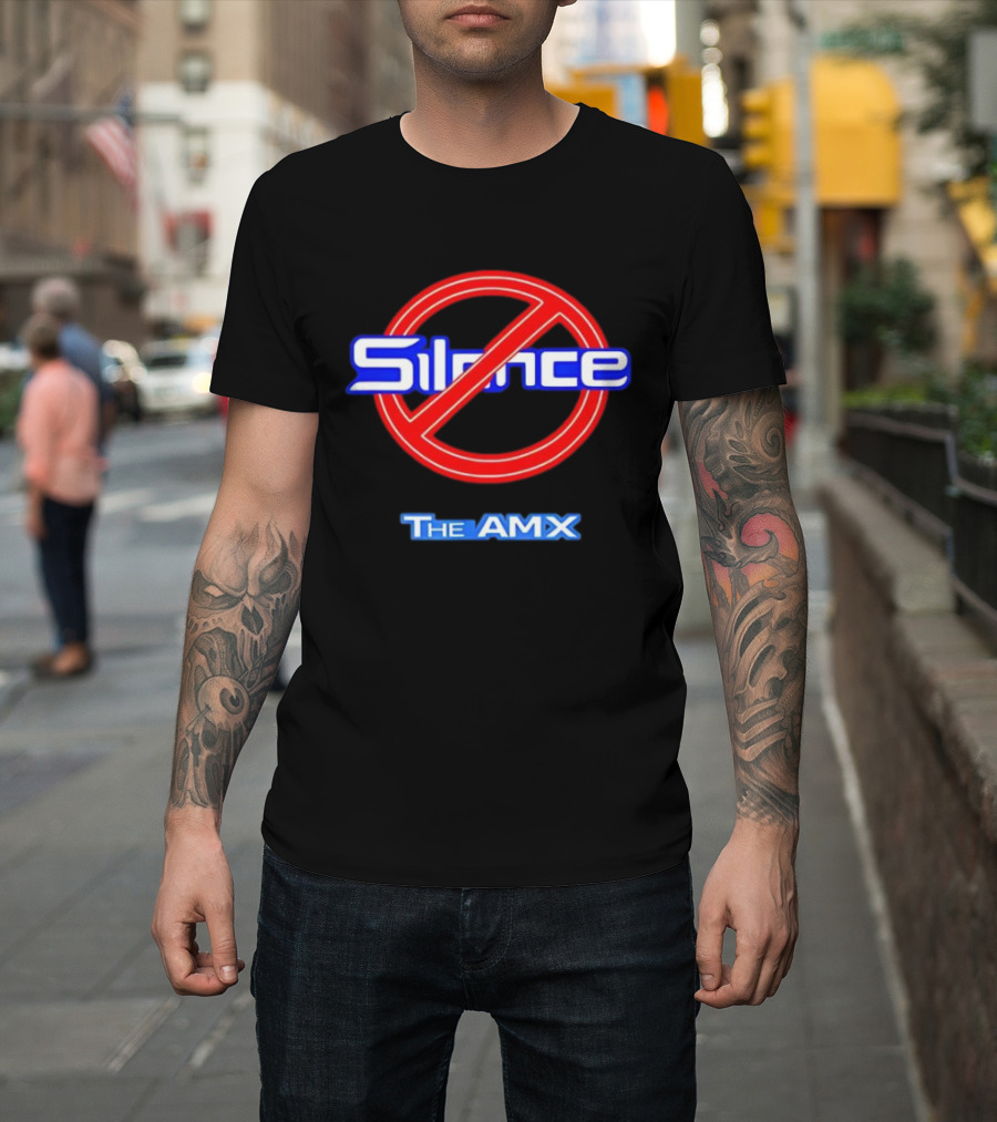 No Silence The AMX Red Circle Blue T-Shirt