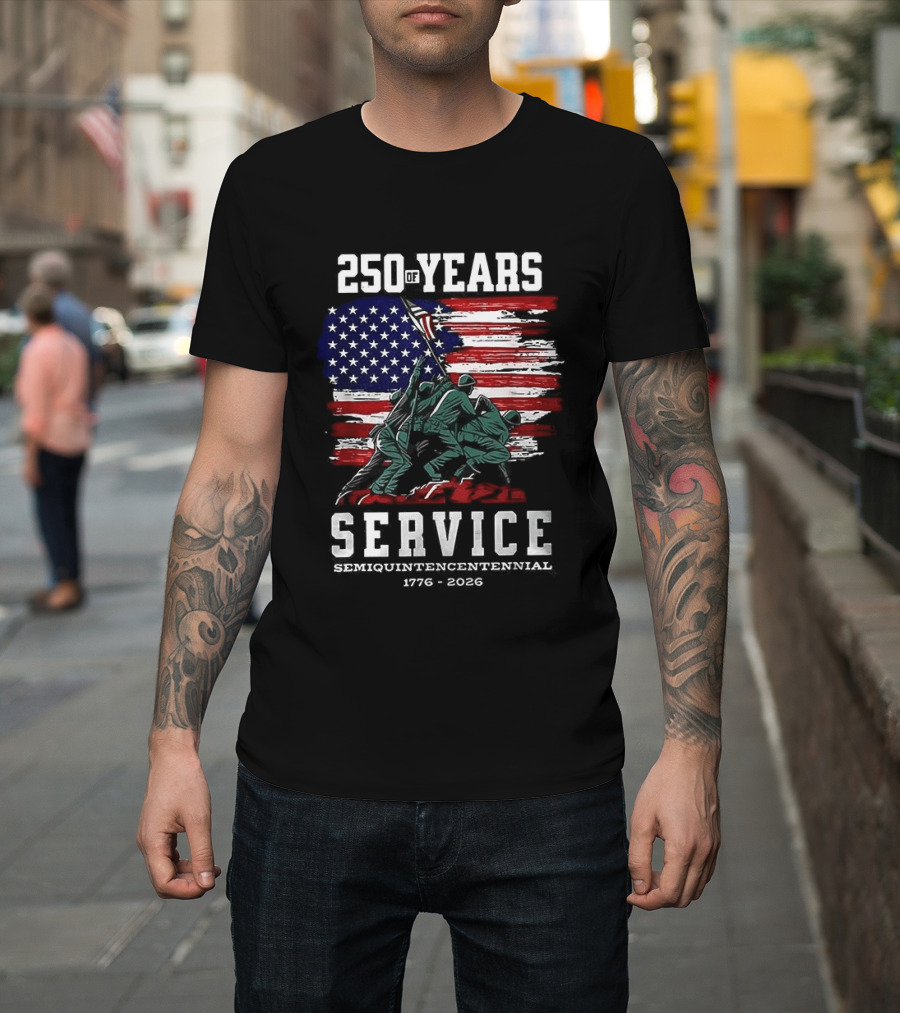 250 Years Service America Anniversary Semiquincentennial US Flag 1776 2026 T-Shirt
