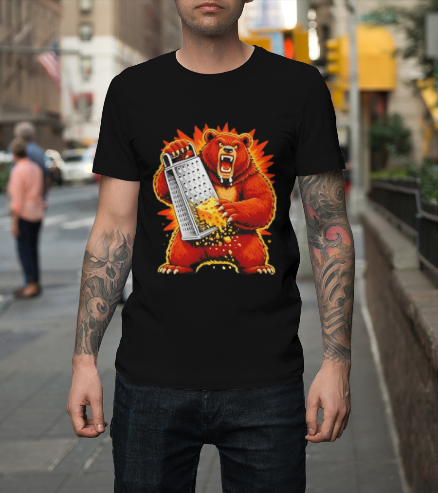 Angry Bear Grating Cheese Grater Hater Fierce Cheese Grating Bear T-Shirt