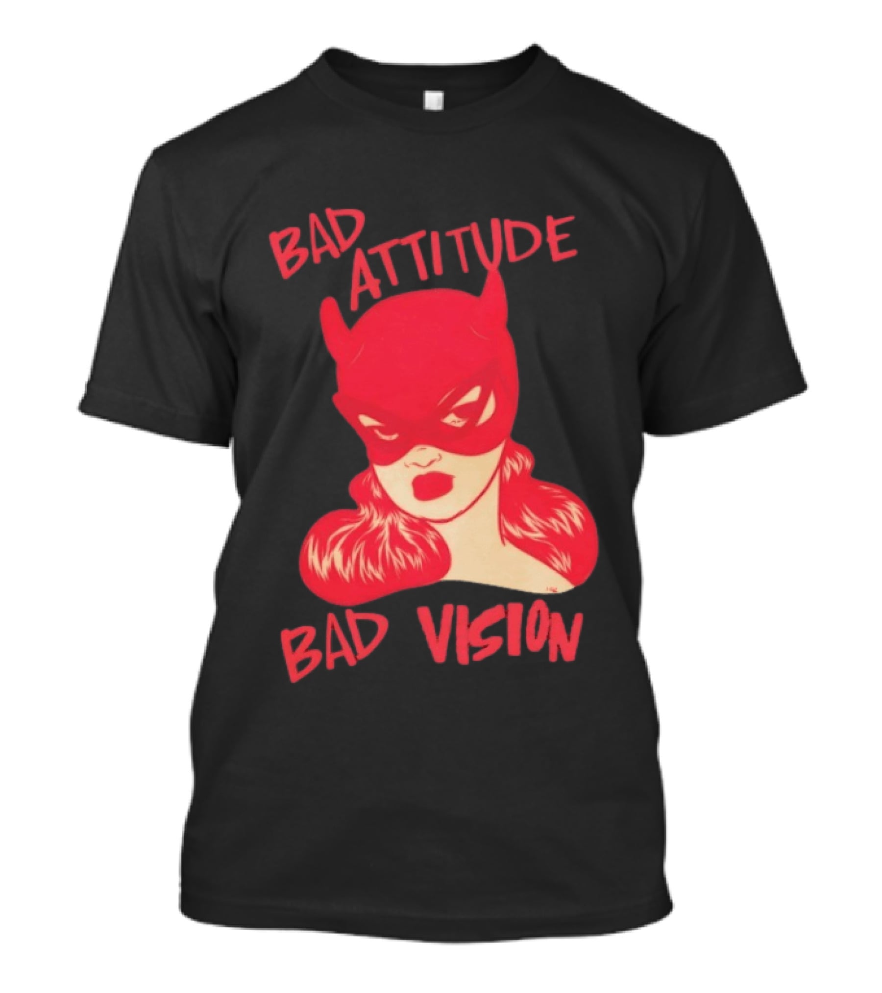 Bad Attitude Bad Vision HDZ Retro Comic Style Masked Woman T-Shirt