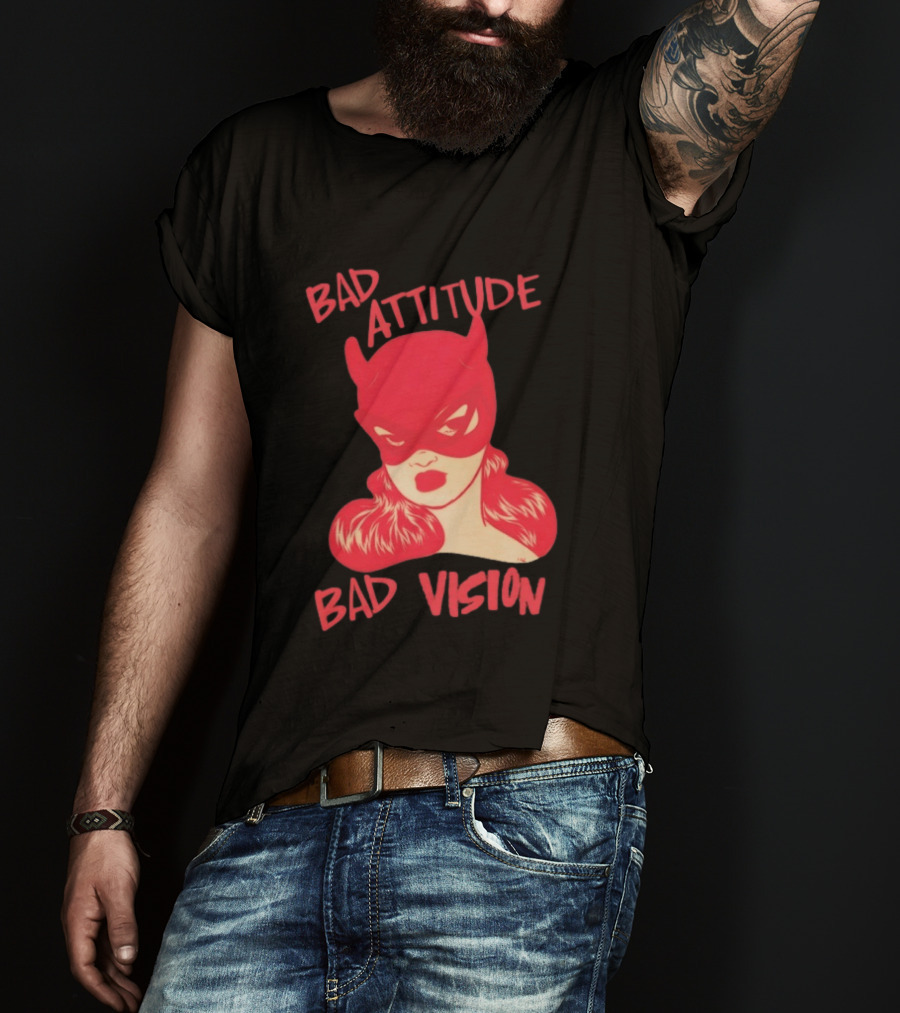 Bad Attitude Bad Vision HDZ Retro Comic Style Masked Woman T-Shirt