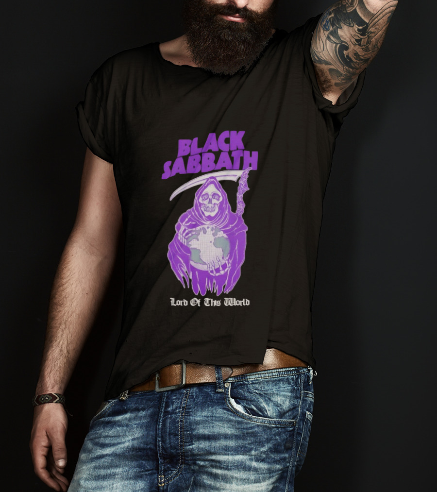 Black Sabbath Lord Of This World Grim Reaper Holding Earth T-Shirt