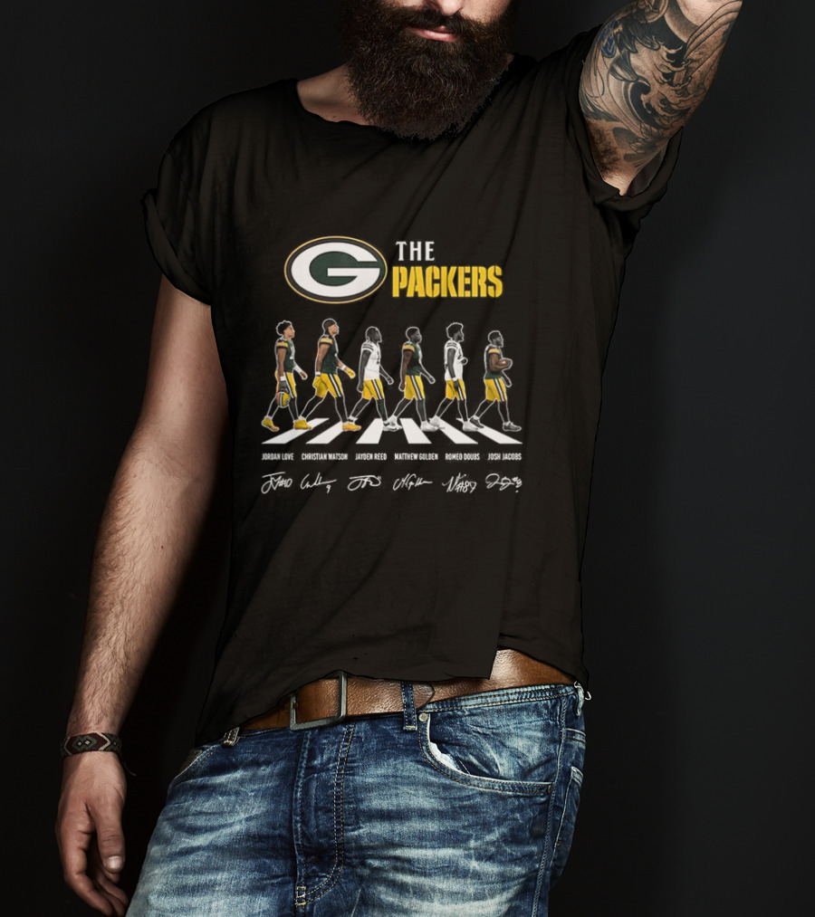 Packers NFL Players Abbey Road Parody Signatures T-Shirt