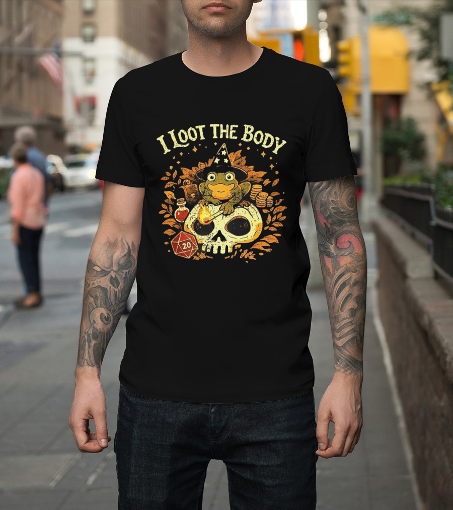 I Loot The Body Frog Wizard Dice Fantasy Adventure T-Shirt