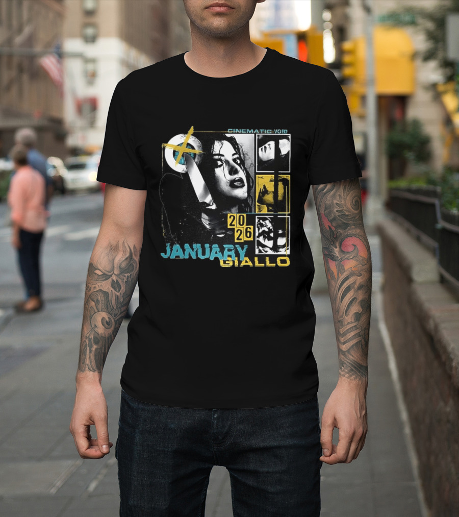 Cinematic Void January Giallo 2026 Knife Black And Yellow T-Shirt
