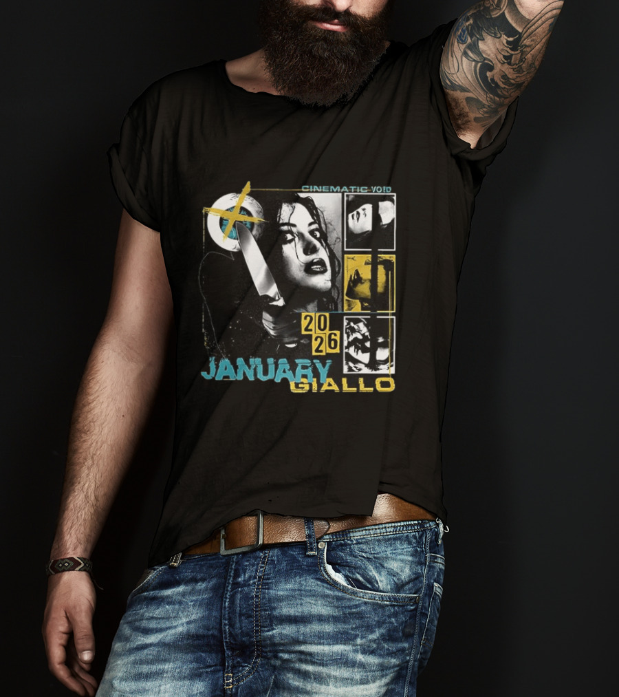 Cinematic Void January Giallo 2026 Knife Black And Yellow T-Shirt