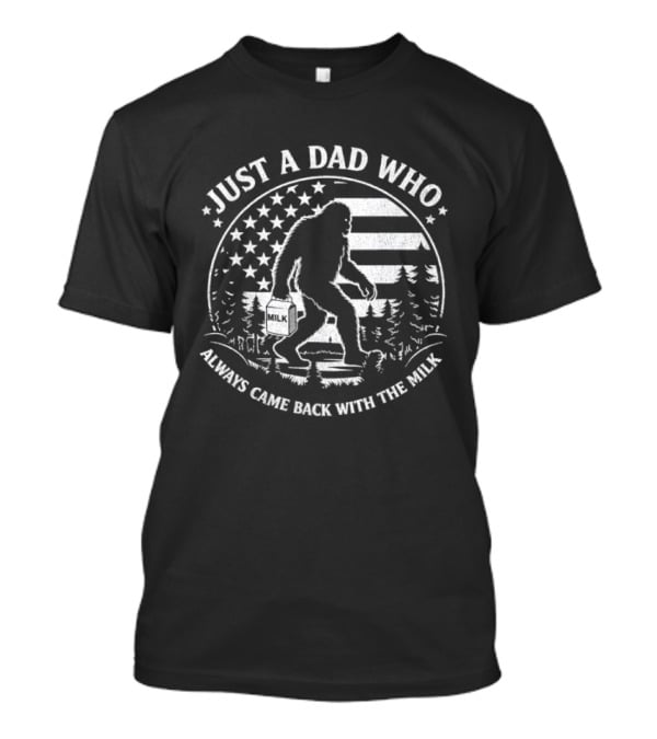 Bigfoot Dad Always Came Back With The Milk Retro Forest Stars T-Shirt