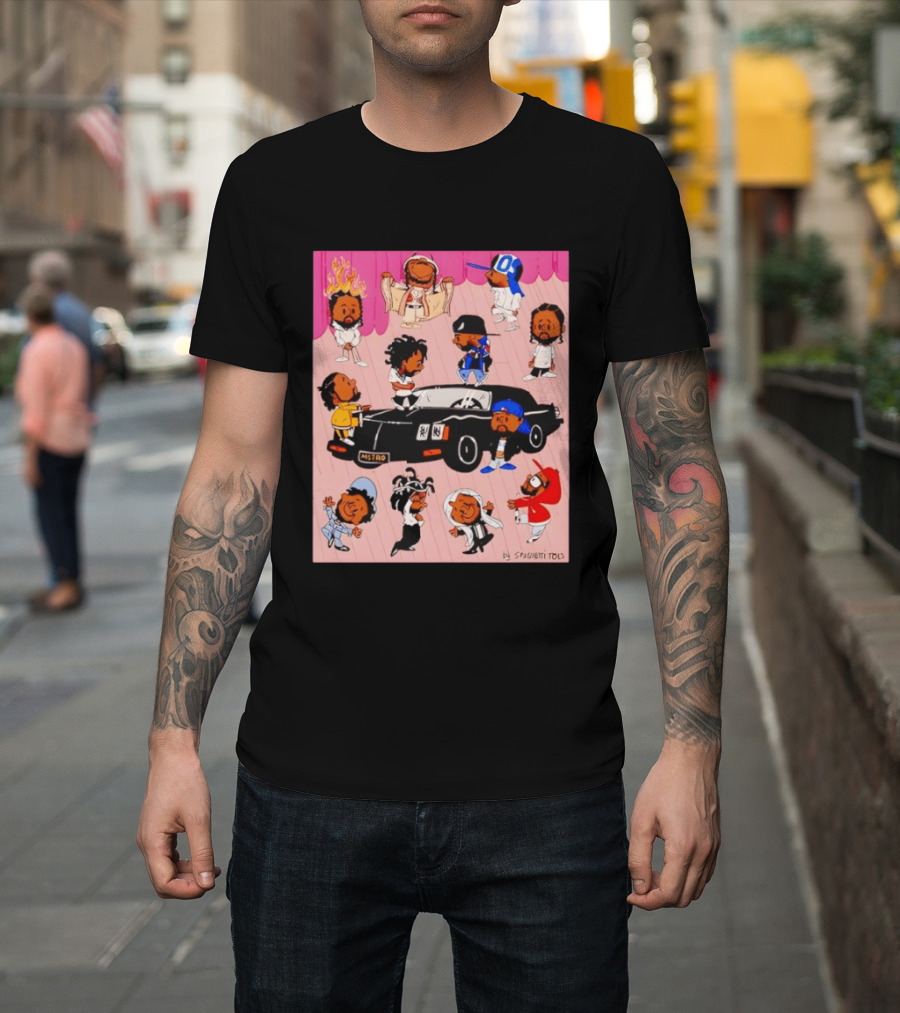 Kendrick Lamar Peanuts Characters Mashup Diverse Eras By Spughetti Tolls T-Shirt