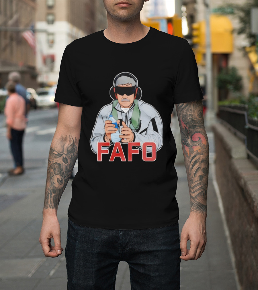 FAFO Maduro Character With Headphones And Water Bottle T-Shirt