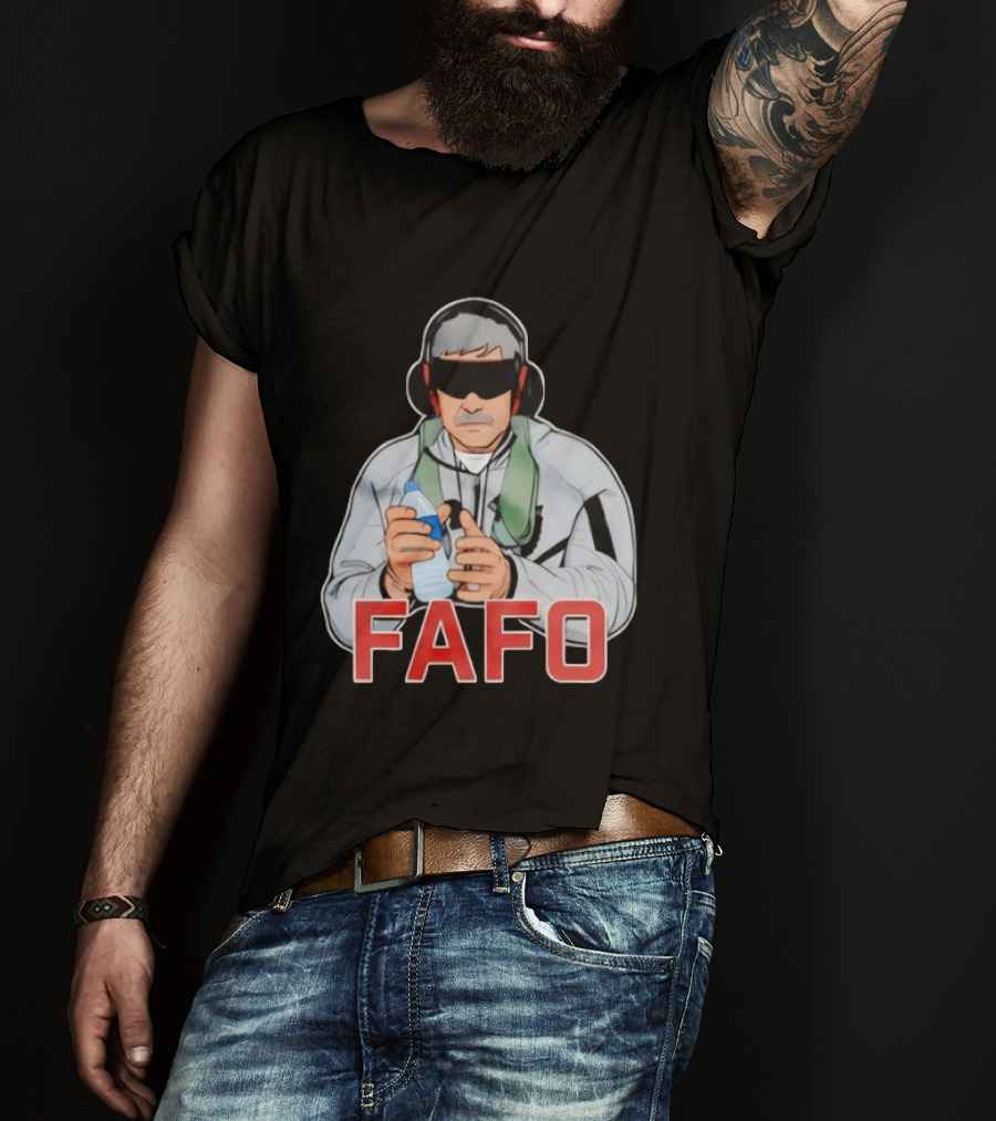 FAFO Maduro Character With Headphones And Water Bottle T-Shirt