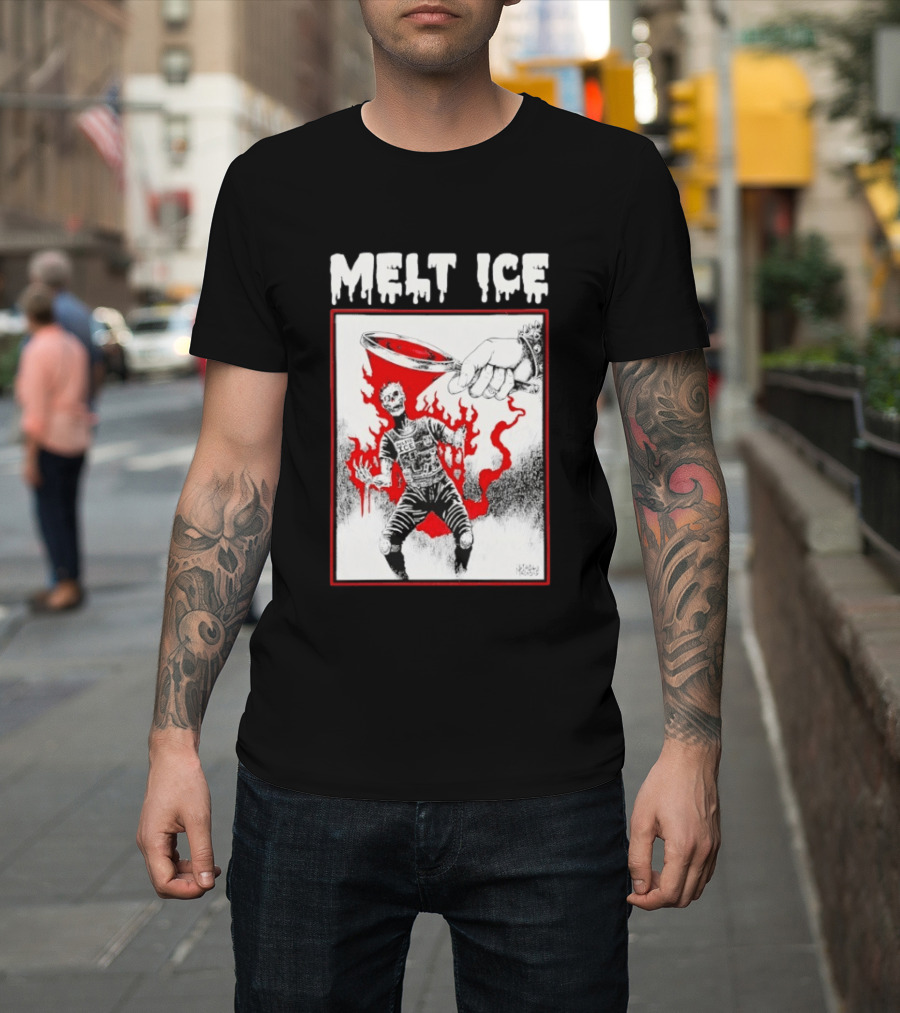 Melt Ice Skeleton Magnifying Glass Scene T-Shirt