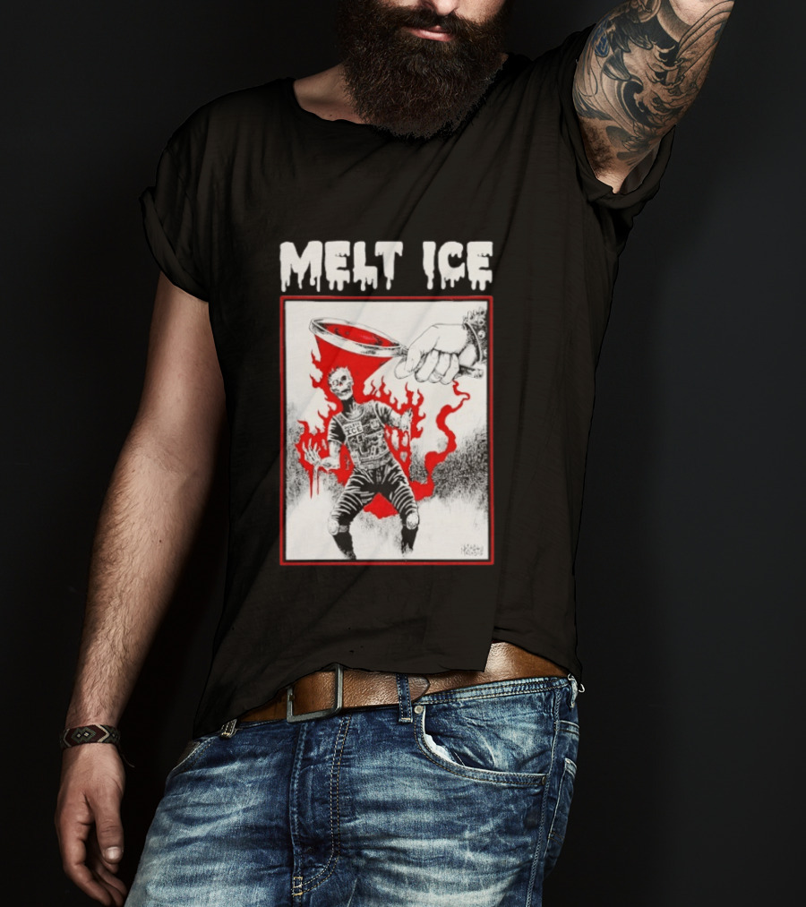 Melt Ice Skeleton Magnifying Glass Scene T-Shirt