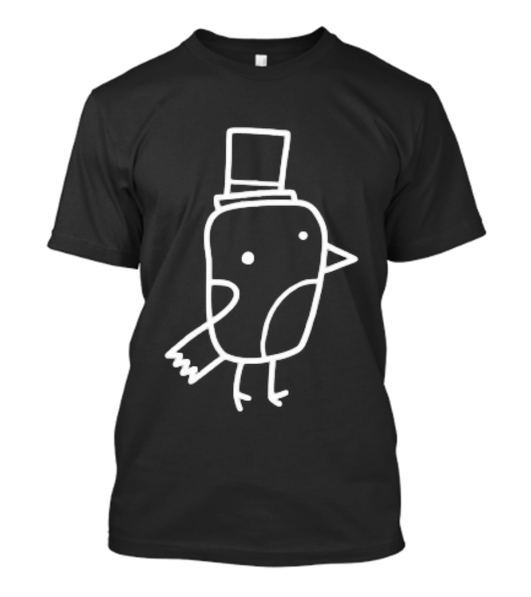 Minimalist Line Art Gentleman Bird Doodle Top Hat T-Shirt