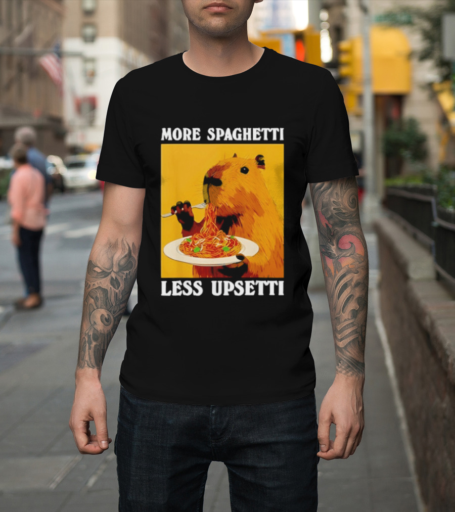 More Spaghetti Less Upsetti Capybara Eating Pasta Plate T-Shirt
