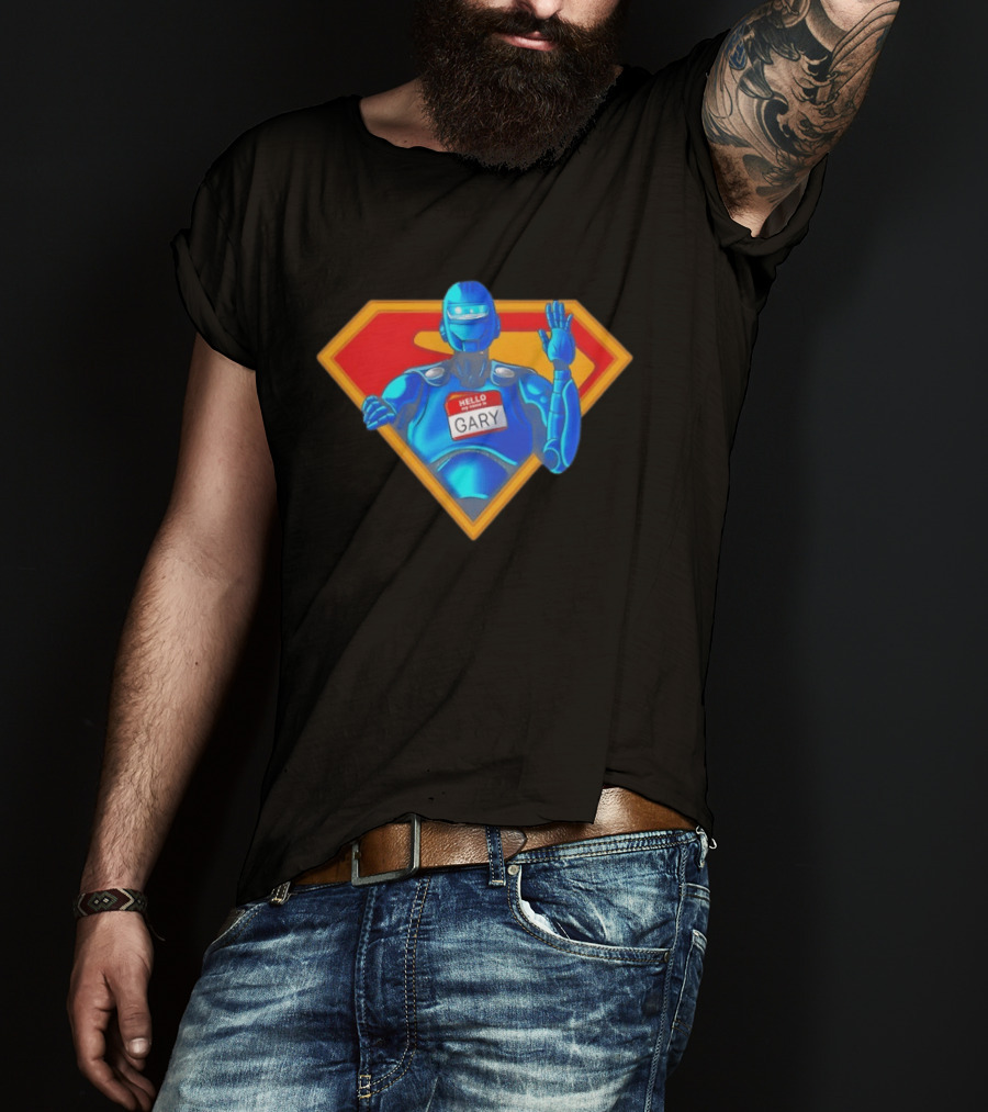 Gary Robot Superman Parody With Nametag T-Shirt