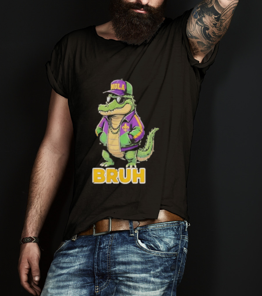 New Orleans Alligator Nola Bruh Mardi Gras Party Vibe T-Shirt