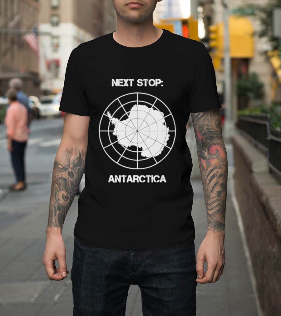 Next Stop Antarctica Map Outline Adventure T-Shirt