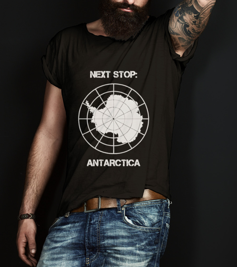 Next Stop Antarctica Map Outline Adventure T-Shirt