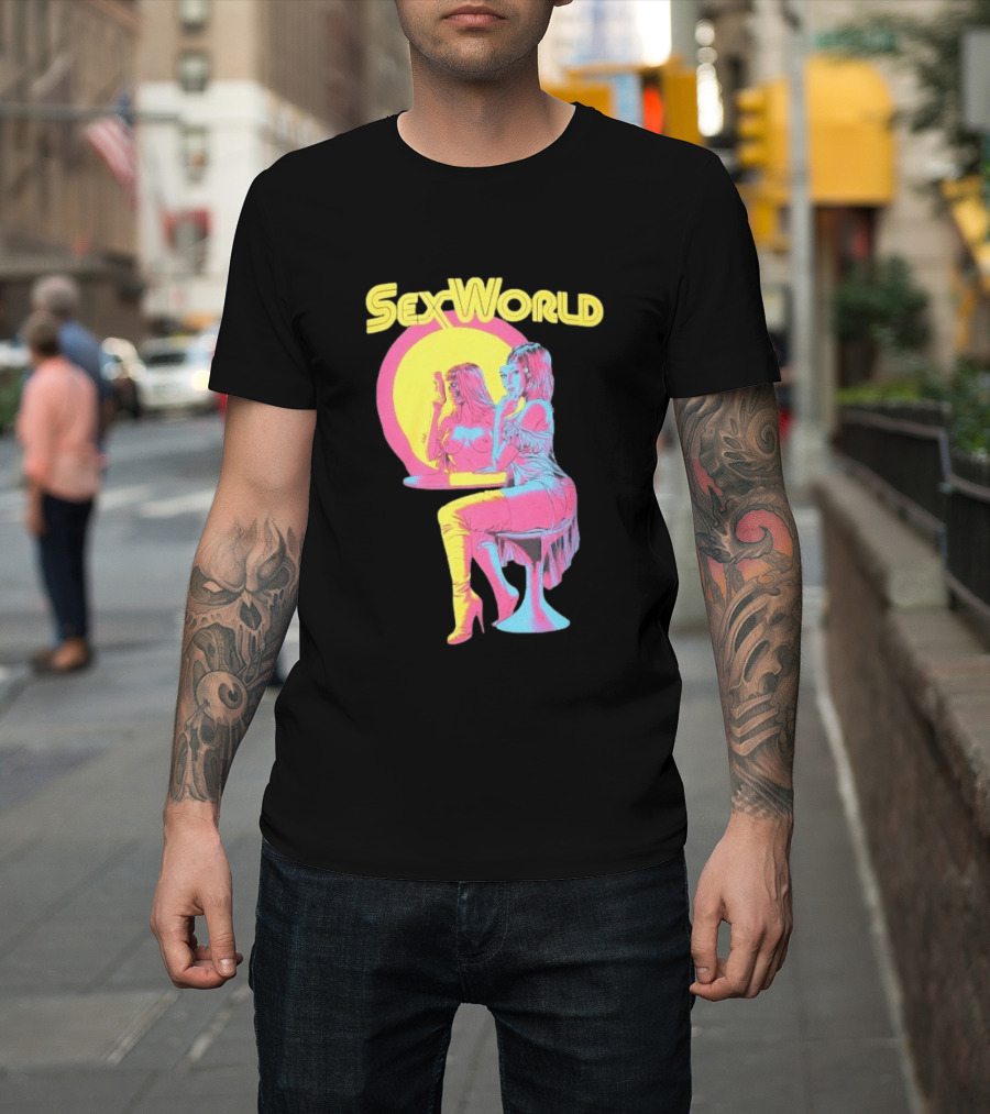 SexWorld Retro Neon Art Style With Futuristic Sexbot T-Shirt