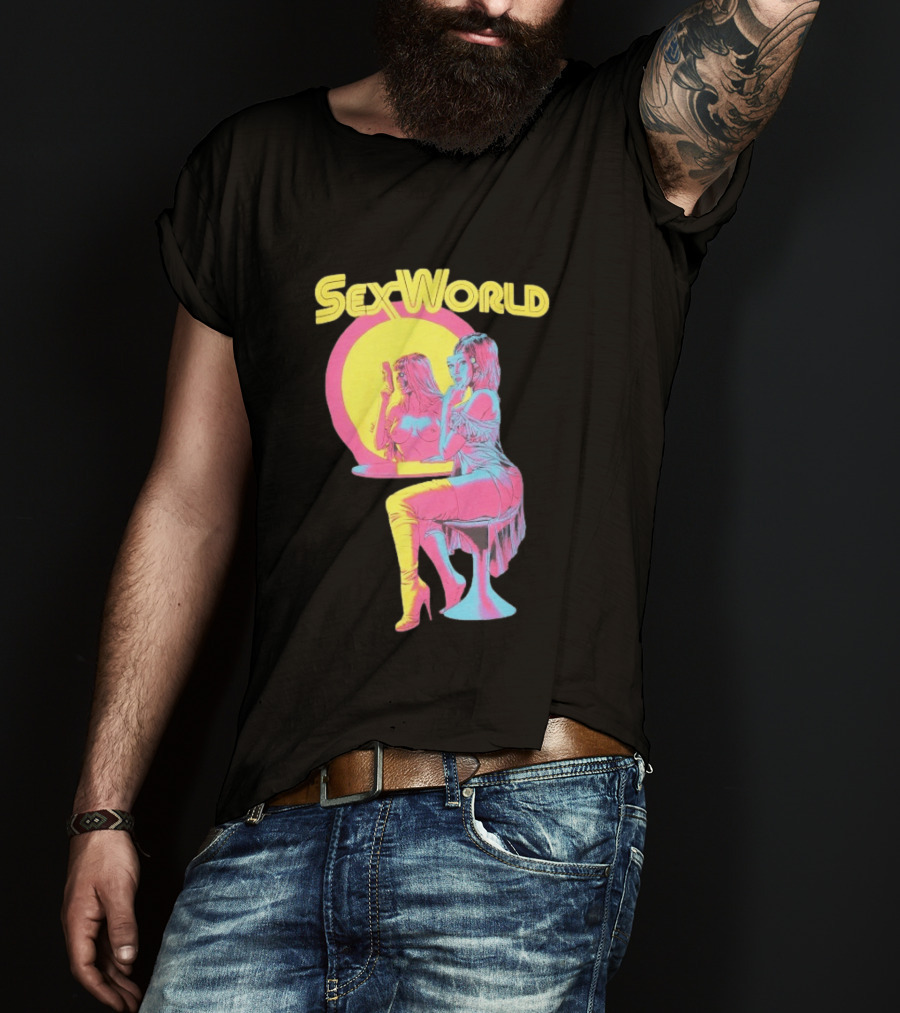 SexWorld Retro Neon Art Style With Futuristic Sexbot T-Shirt