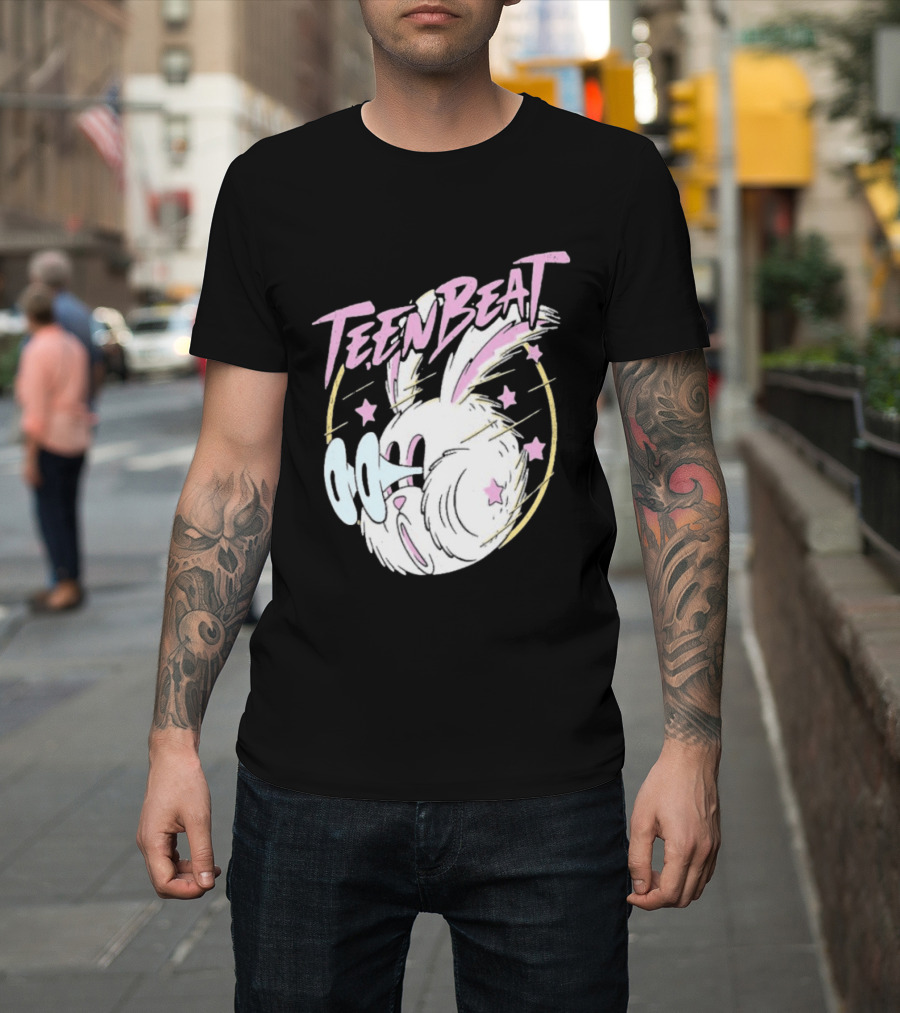 Teen Beat Blink Bunny Whimsical Pastel Stars Emo Vibe T-Shirt