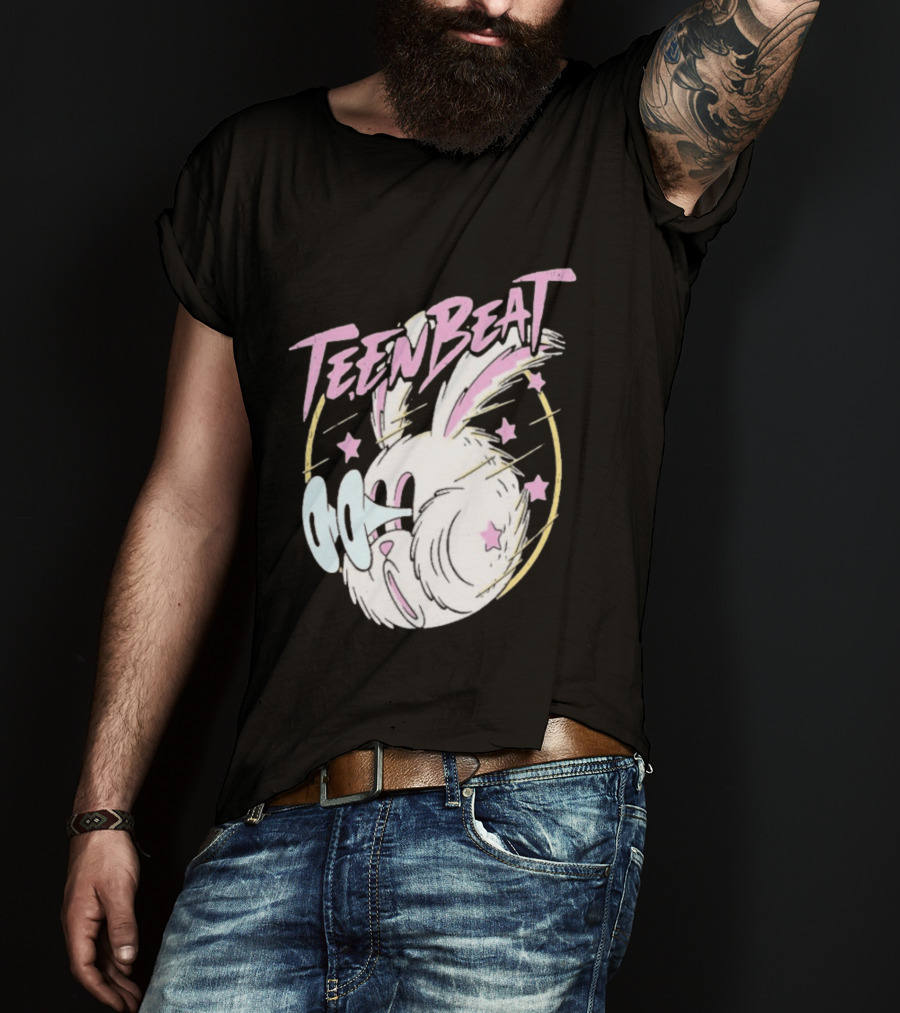 Teen Beat Blink Bunny Whimsical Pastel Stars Emo Vibe T-Shirt