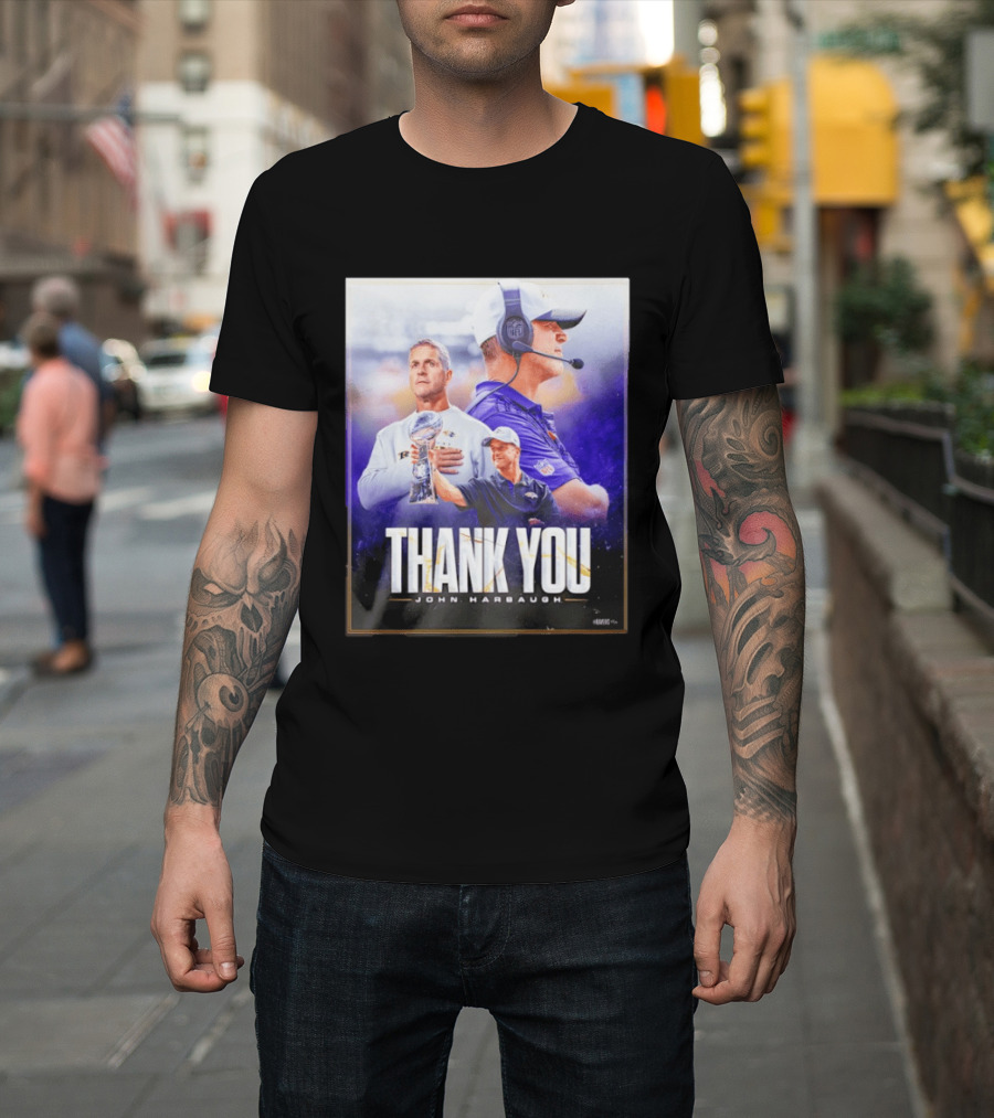 Thank You John Harbaugh NFL Coach Career Highlights Ravens Leadership T-Shirt