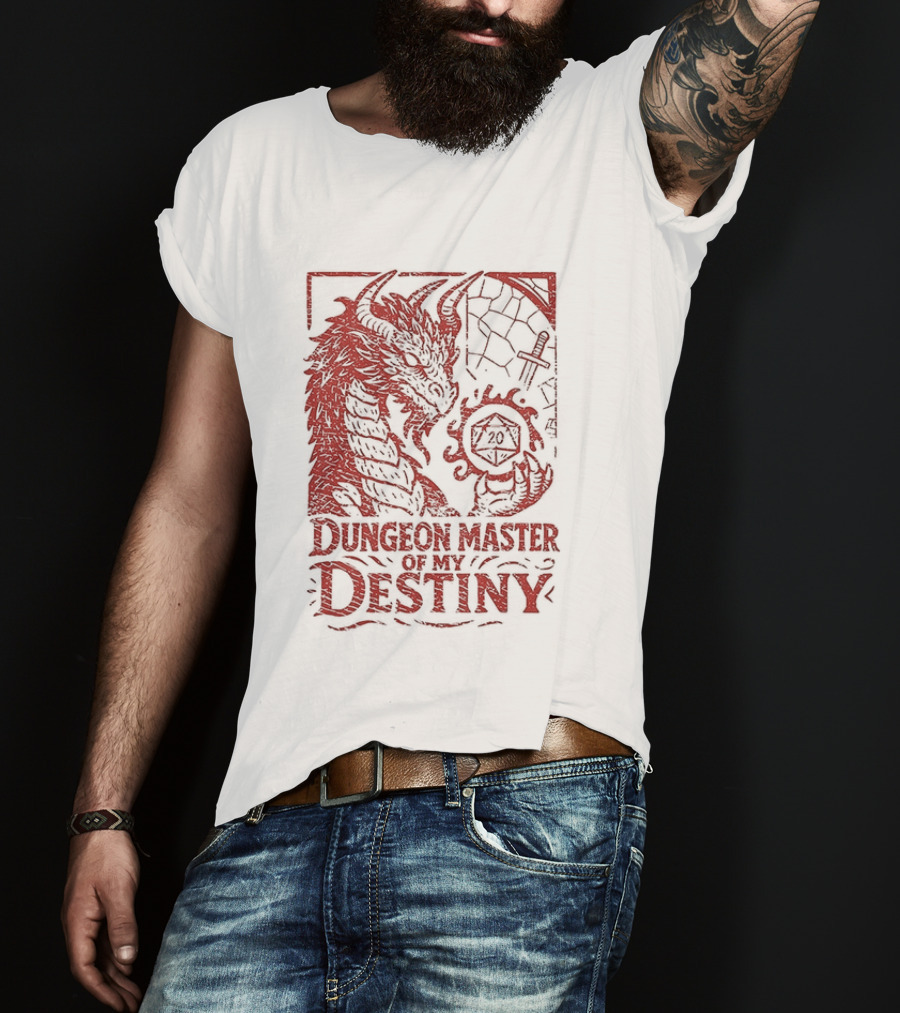 Dungeon Master Of My Destiny 20 Sided Dice Dragon Dungeons And Dragons T-Shirt
