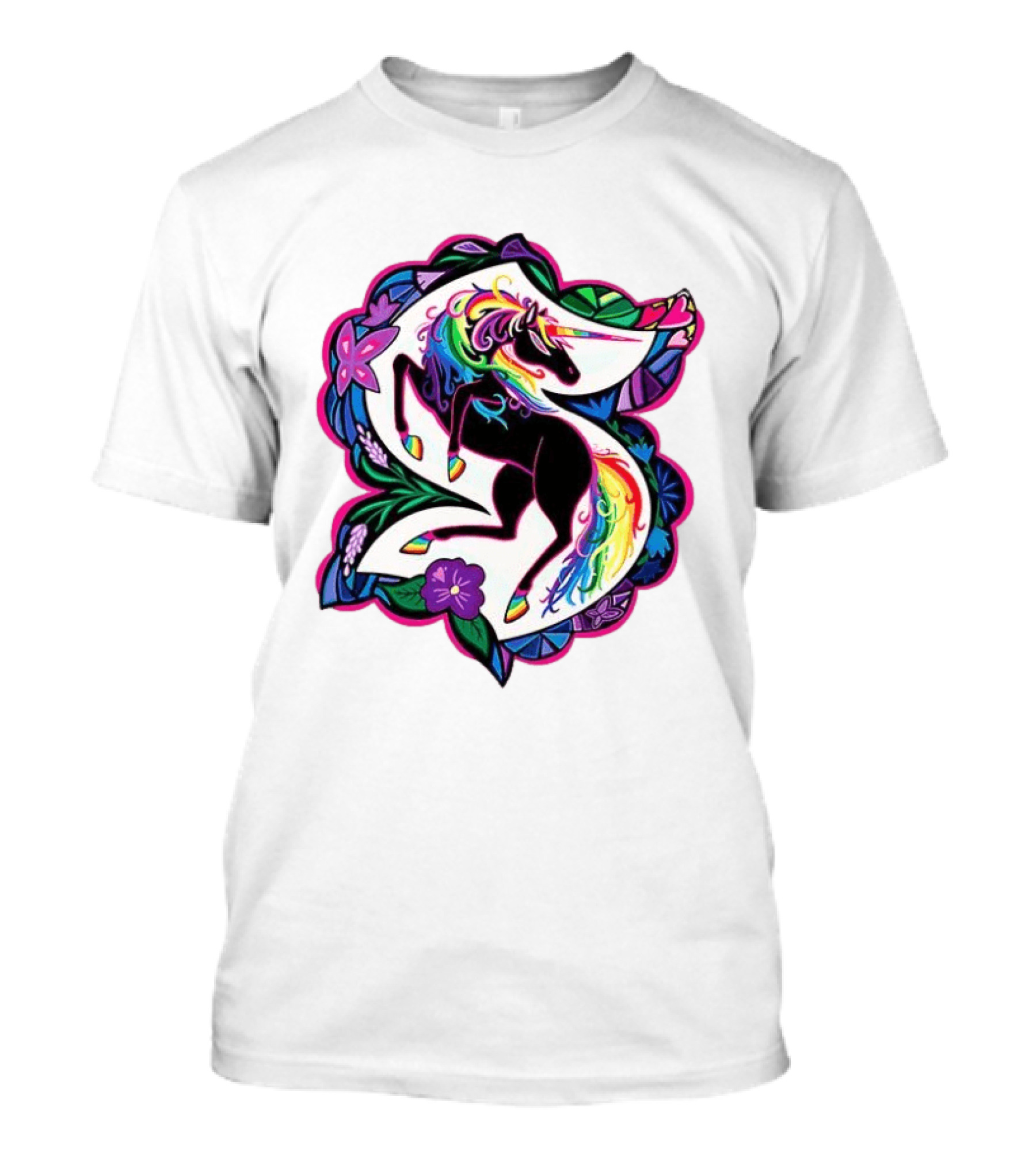 Seattle Kraken Unicorn Pride Rainbow Floral T-Shirt