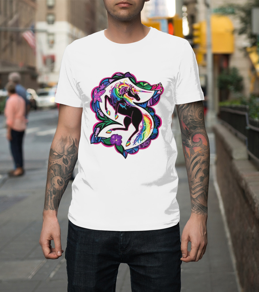Seattle Kraken Unicorn Pride Rainbow Floral T-Shirt