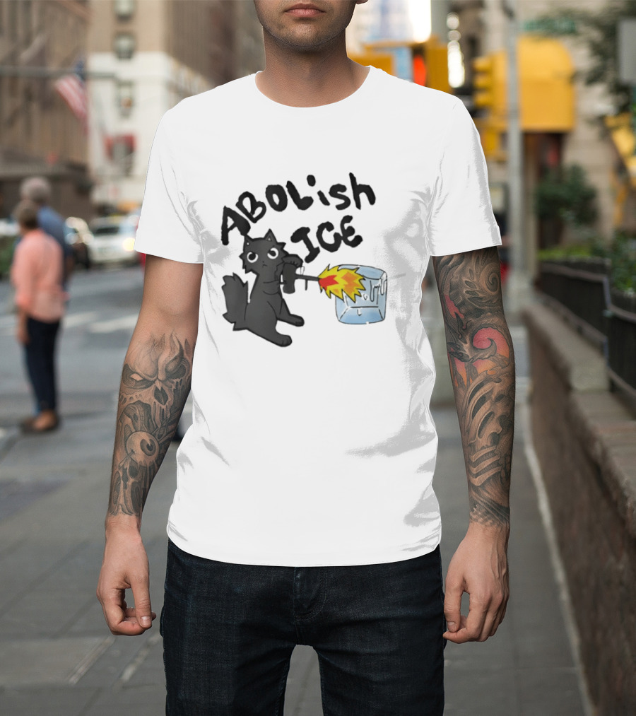 Abolish Ice Cat Torch Melting Cube T-Shirt