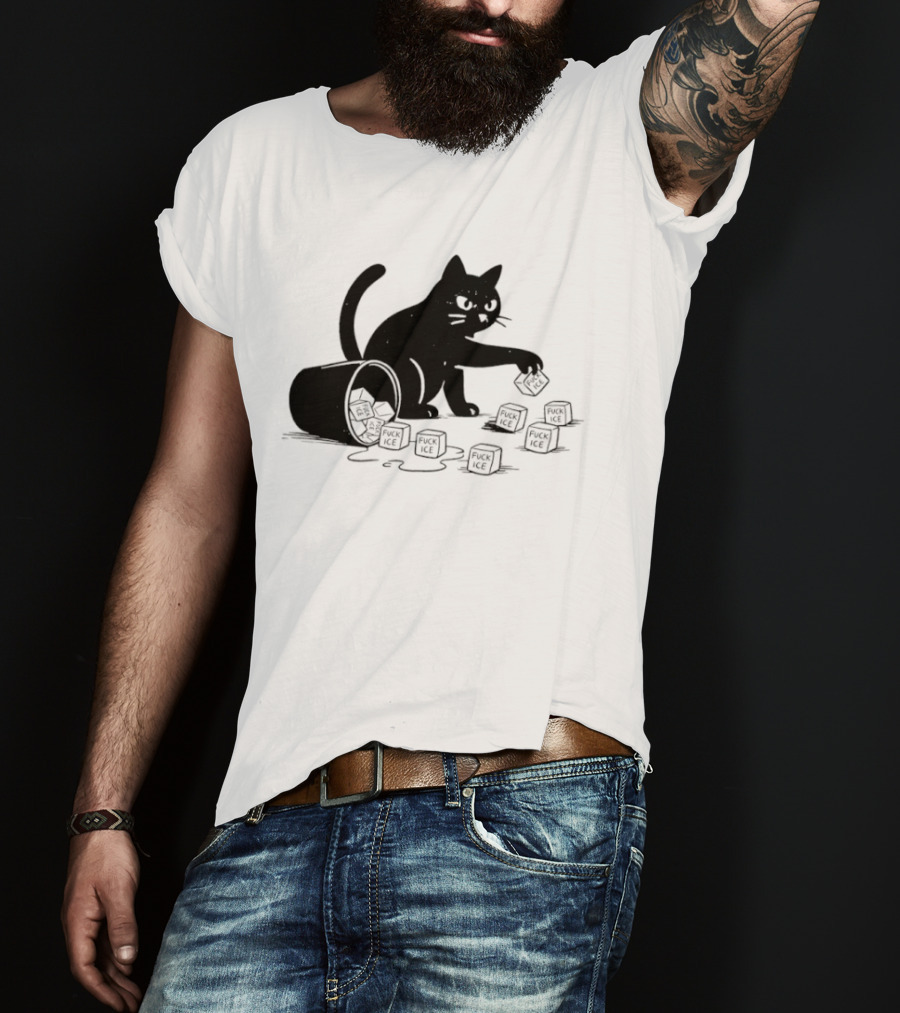 Black Cat Anti Trump Fuck Ice T-Shirt