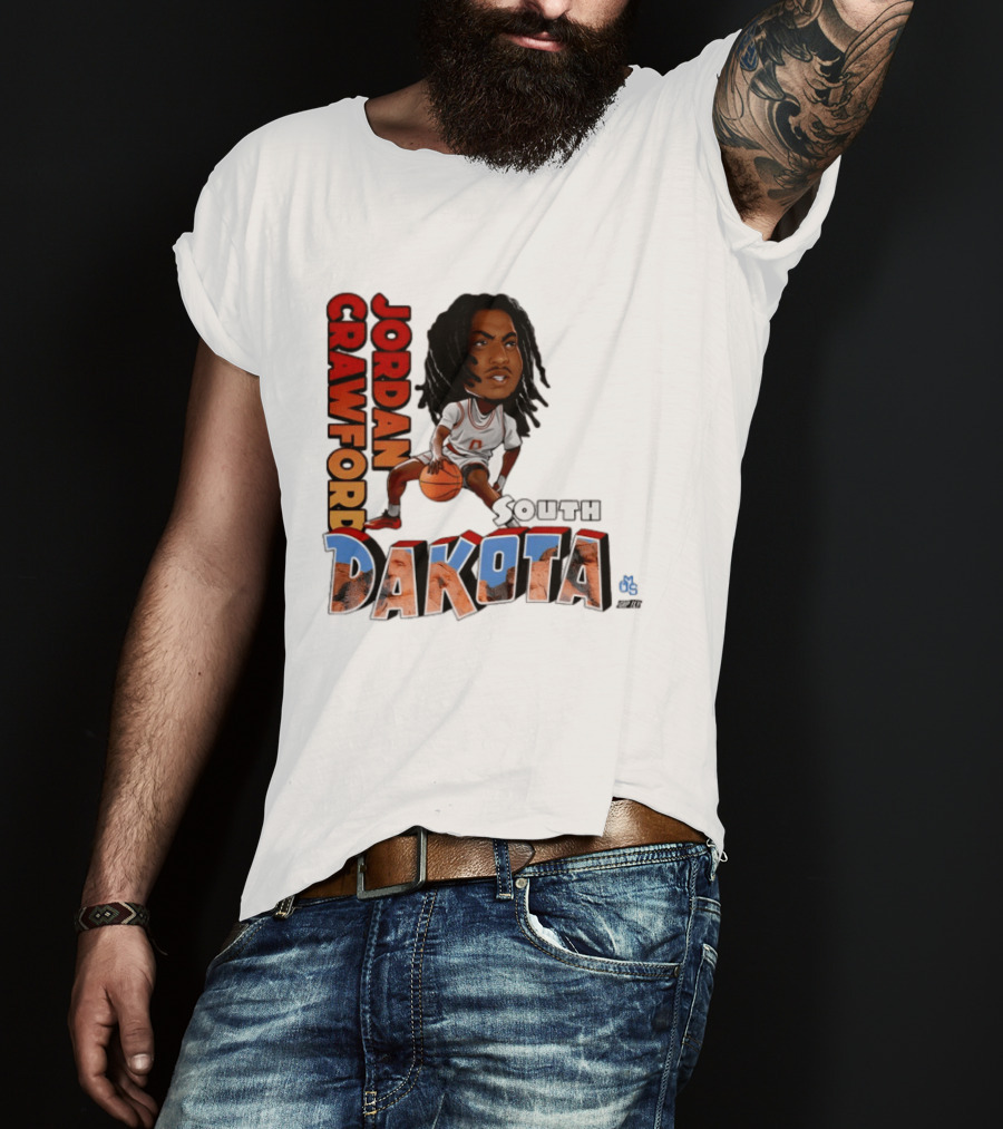 Jordan Crawford South Dakota Basketball Player Cartoon Sports T-Shirt