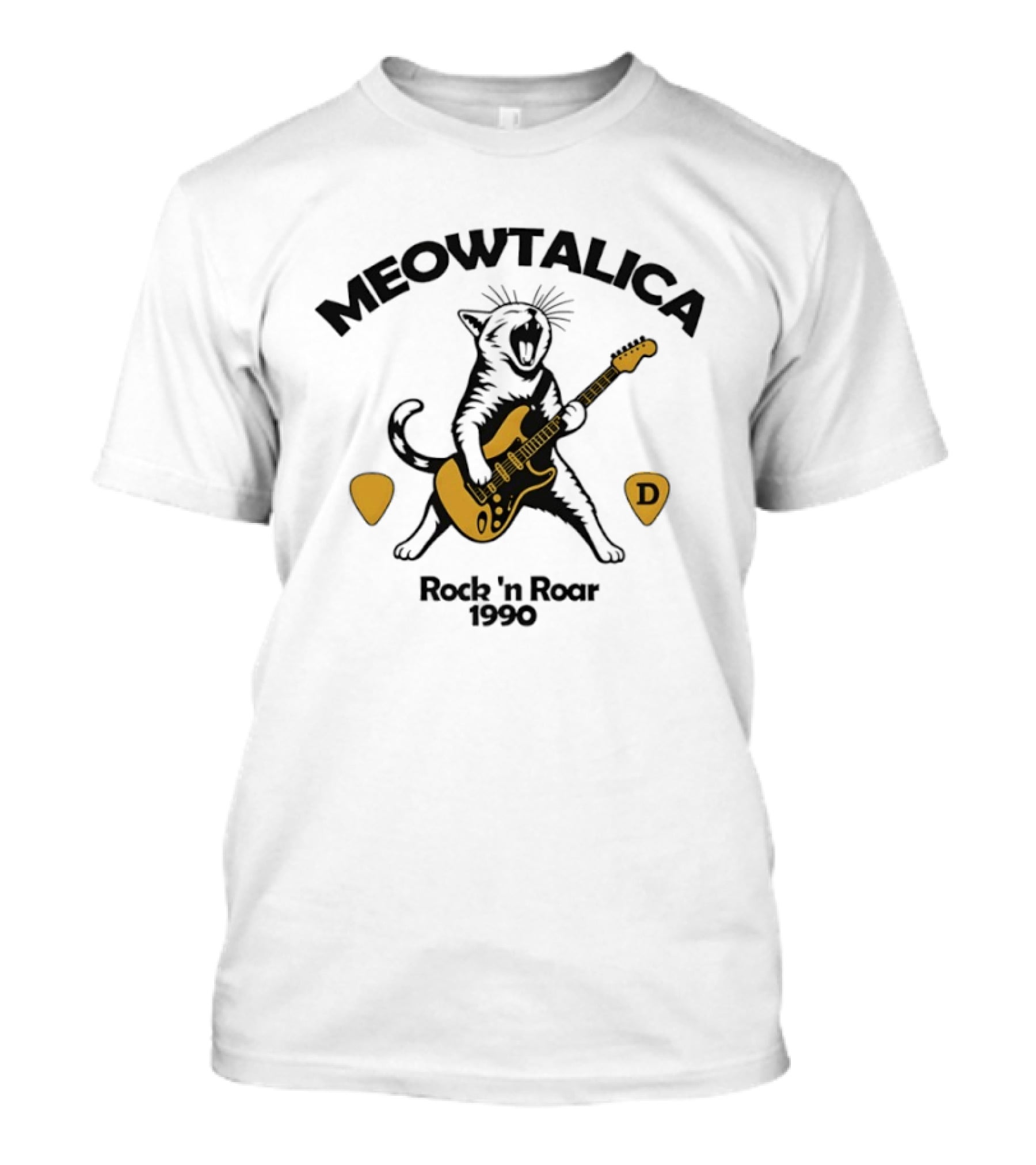 Meowtalica Rock 'n Roar Cat Guitar 1990 T-Shirt