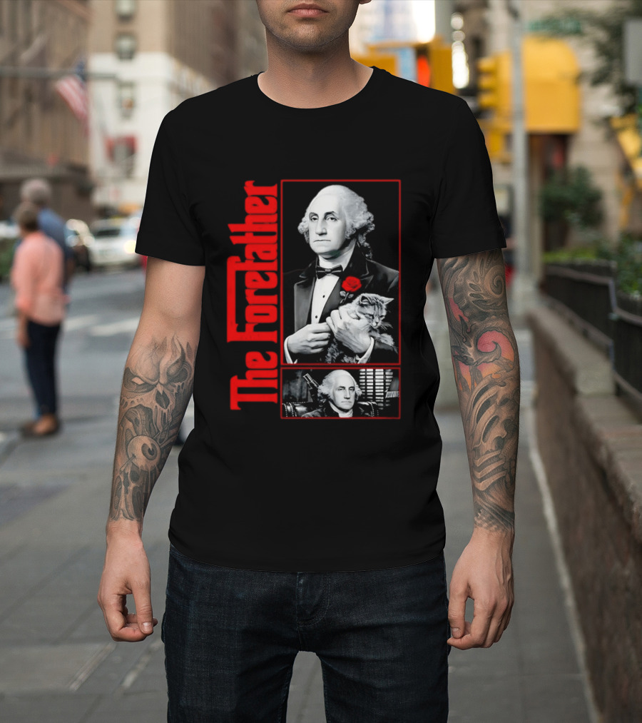 Patriotic George Washington Forefather The American Godfather Cat T-Shirt