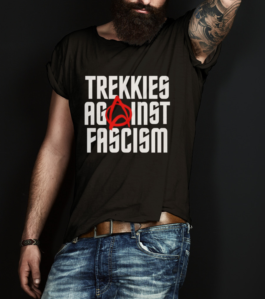 TREKKIES AGAINST FASCISM Anarchy Symbol Resistance T-Shirt