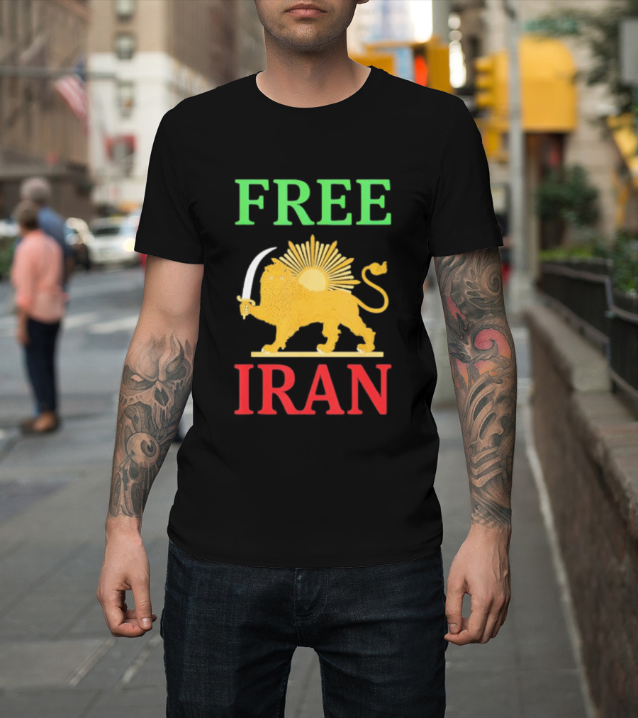 Free Iran Lion And Sun Emblem Freedom Movement T-Shirt