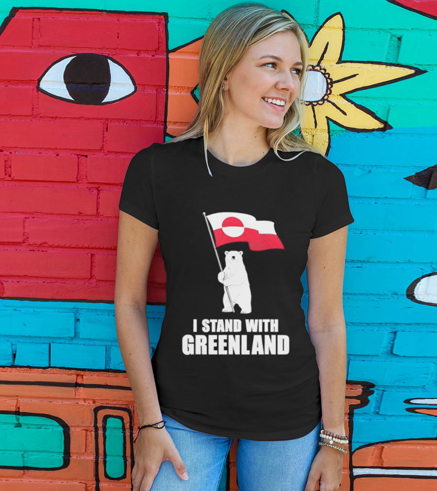 I Stand With Greenland Flag Bear Polar Pride Kalaallit Greenlanders T-Shirt