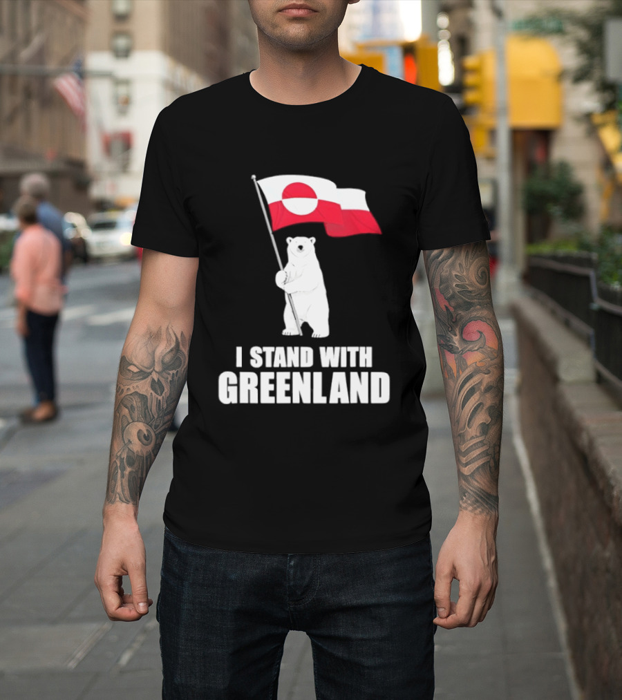 I Stand With Greenland Flag Bear Polar Pride Kalaallit Greenlanders T-Shirt