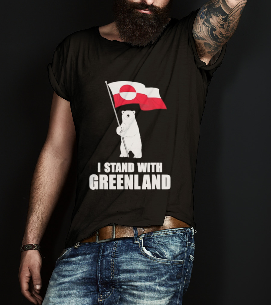 I Stand With Greenland Flag Bear Polar Pride Kalaallit Greenlanders T-Shirt