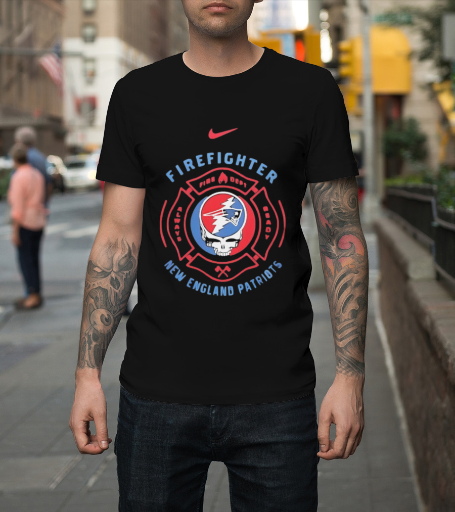 Nike Firefighter New England Patriots Grateful Dead T-Shirt