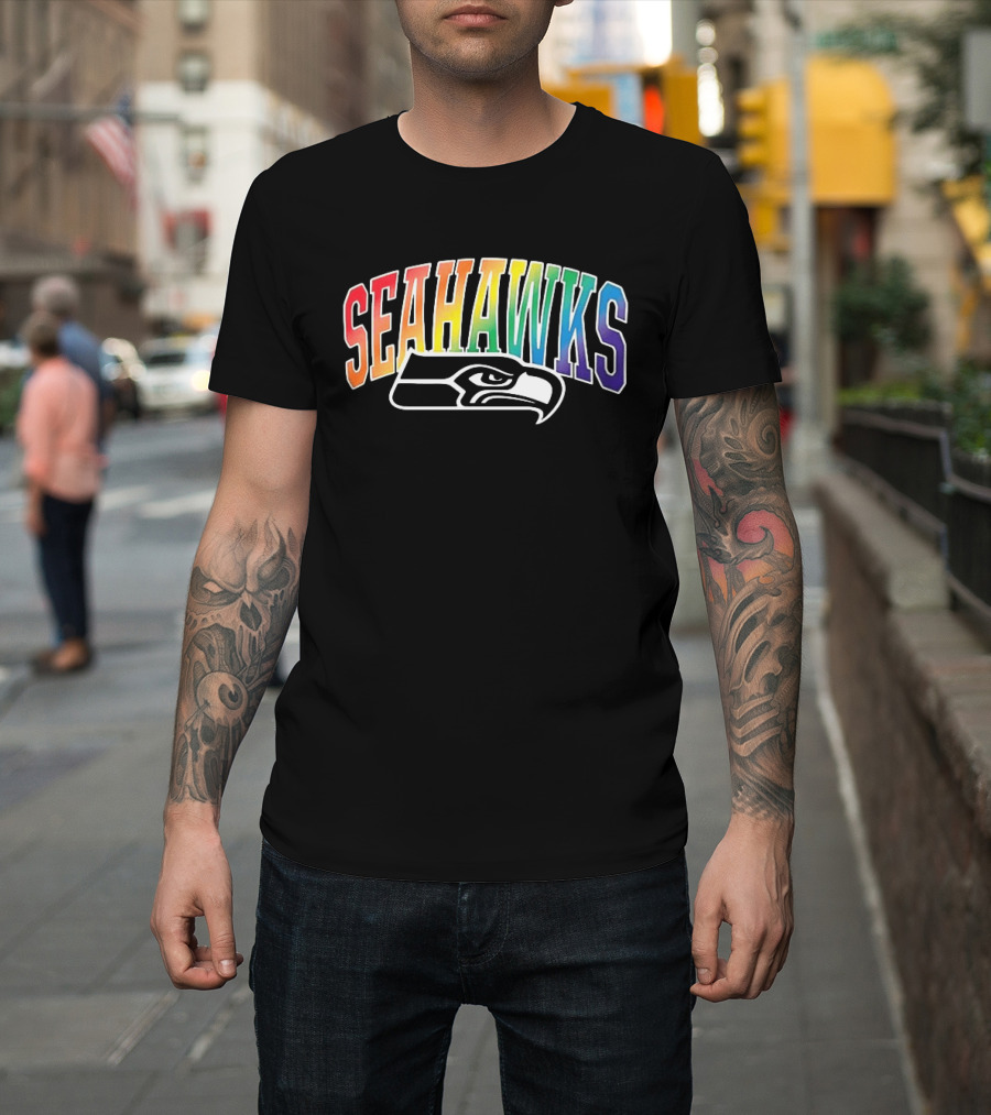 Seattle Seahawks Rainbow Pride LGBTQ Support T-Shirt