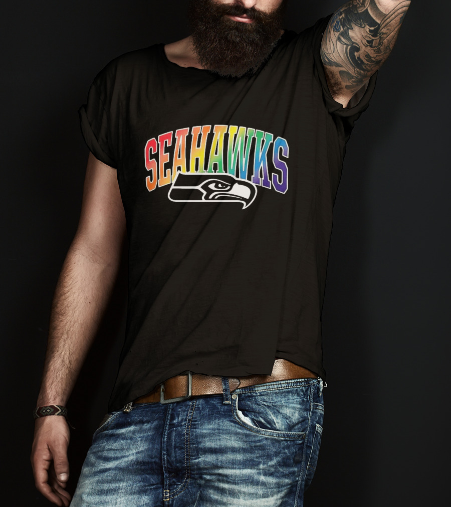 Seattle Seahawks Rainbow Pride LGBTQ Support T-Shirt