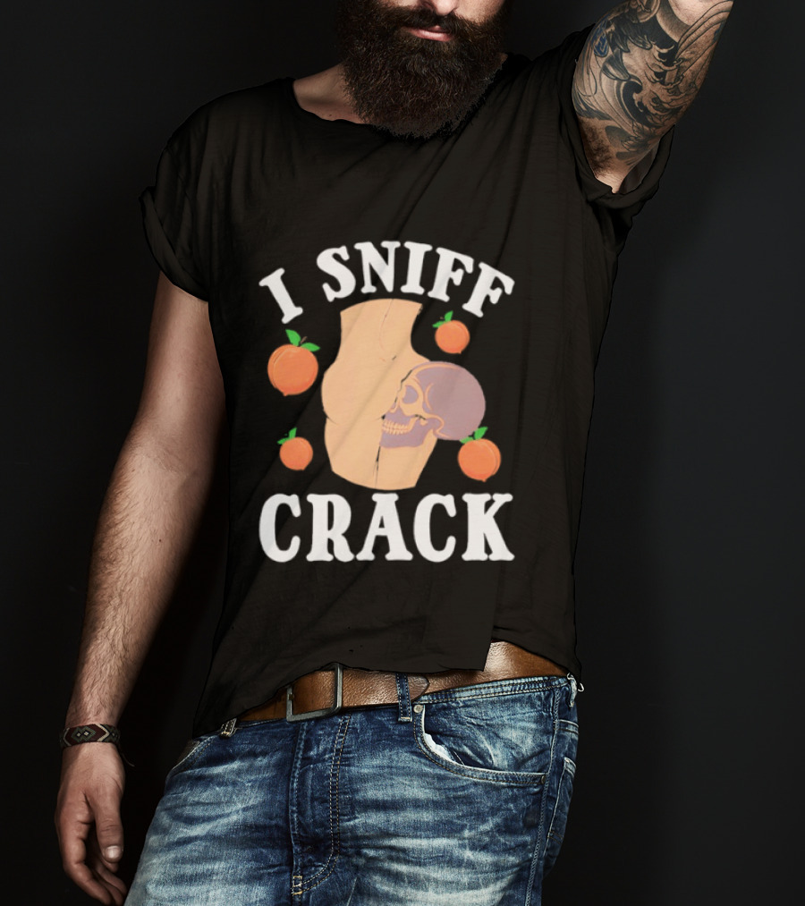 I Sniff Crack Skull Peach Vase Humor T-Shirt